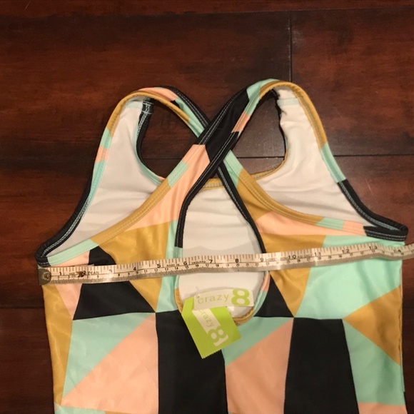 CRAZY 8 , GIRLS GEOMETRIC MULTICOLORED SWIM SUIT , SZ 10-12, NWT - Picture 4 of 7